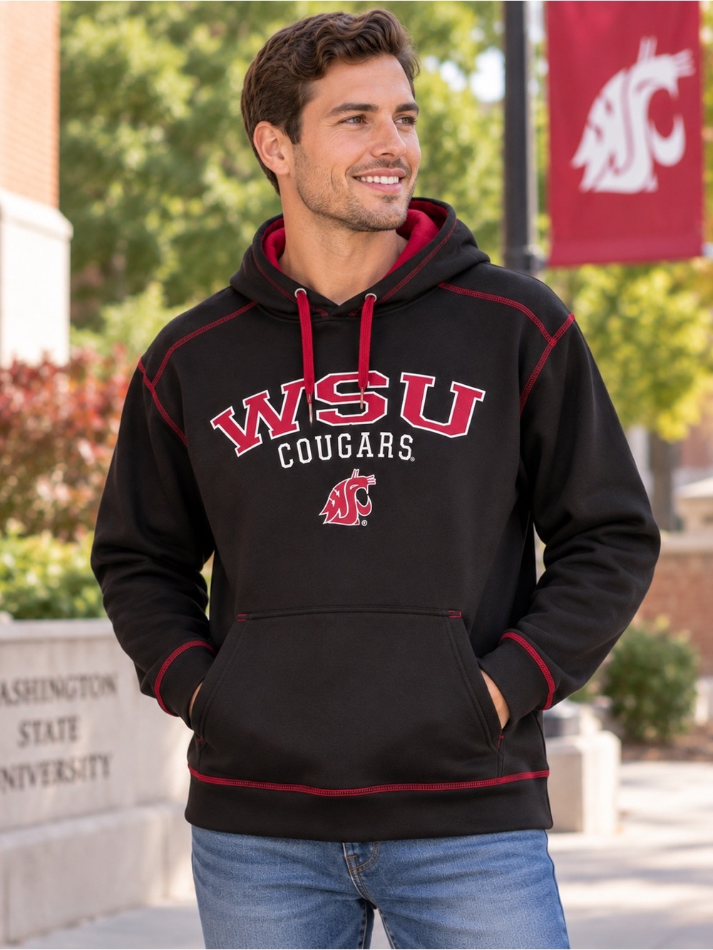 COLOSSEUM ATHLETICS WSU Cougars Hoodie Washington State Pullover Men’s Small